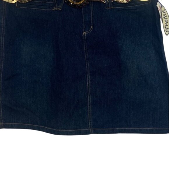 Zoey Beth Denim Skirt Gold Belt Womens 1X Blue New - Picture 4 of 10